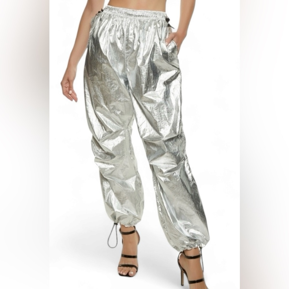 Vinyl Icons Silver Women's Jogger Pants Medium lightweight!